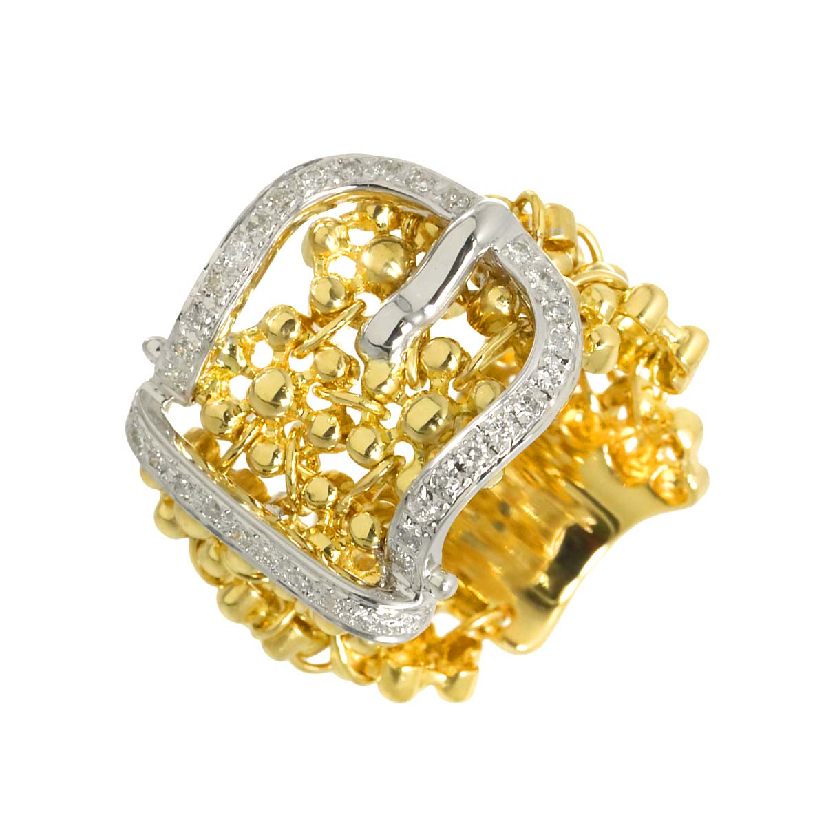 Diamond 0.30ct Ring 18K YG WG Yellow White Gold 750 7.25(US)