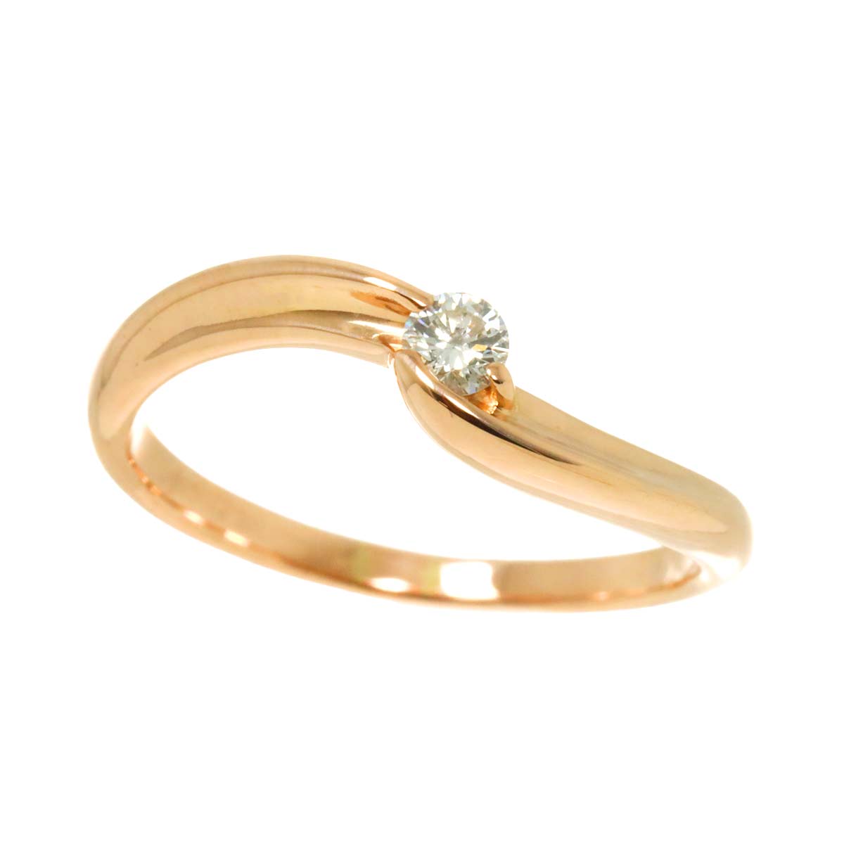 Diamond 0.10ct Ring 10K PG Pink Gold 416 Size5.5-5.75(US)