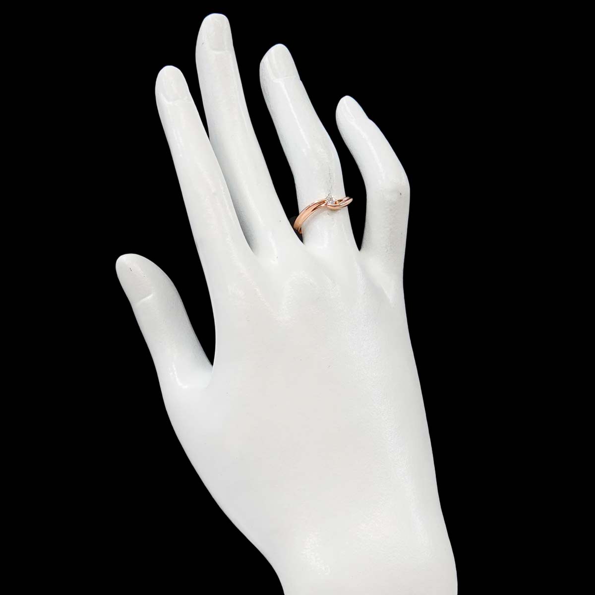 Diamond 0.10ct Ring 10K PG Pink Gold 416 Size5.5-5.75(US)