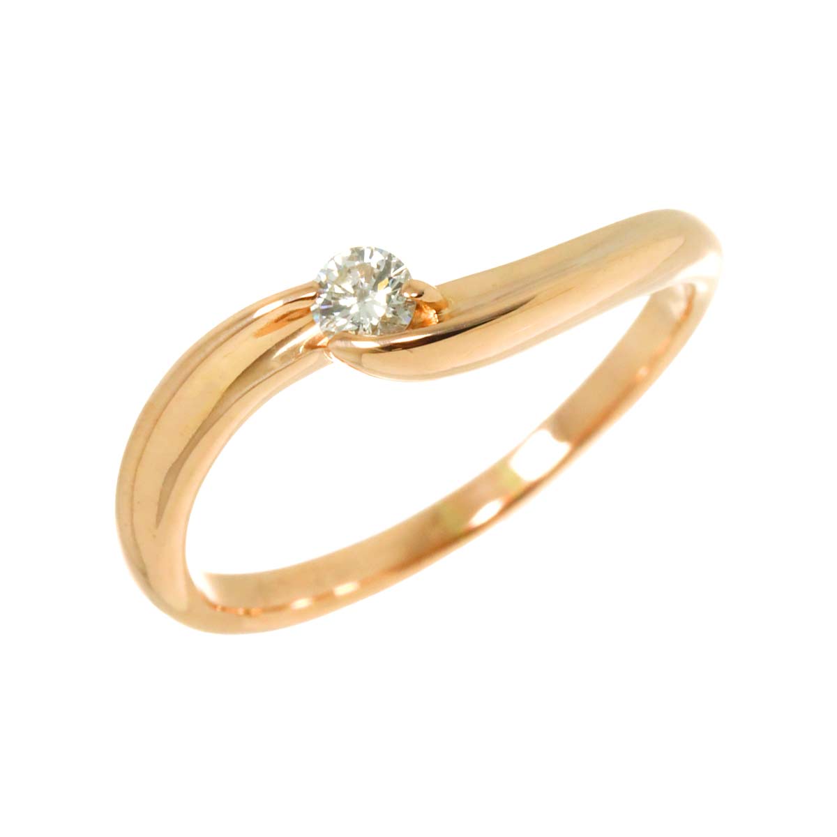 Diamond 0.10ct Ring 10K PG Pink Gold 416 Size5.5-5.75(US)