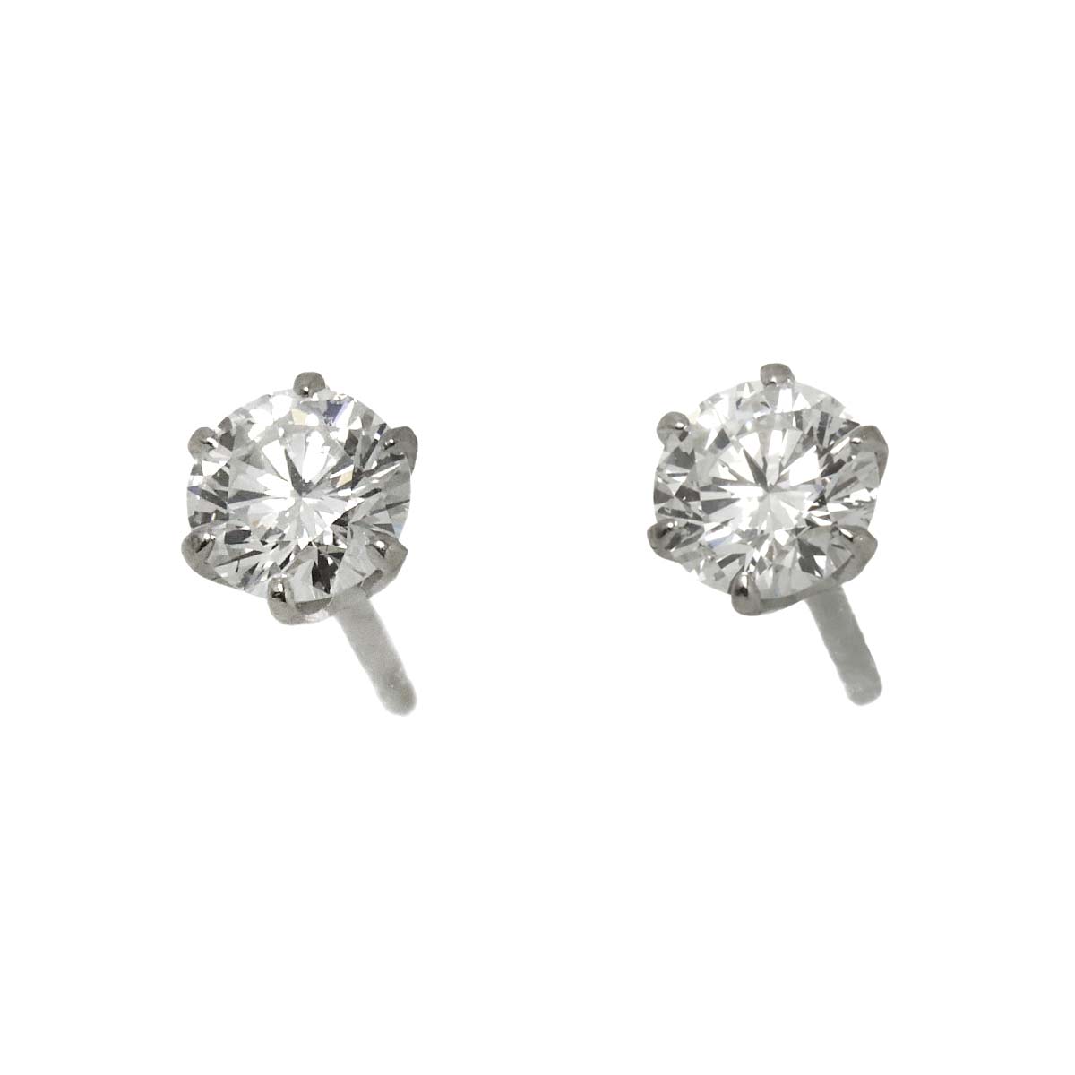 Diamond 0.366ct/0.366ct Earrings Pierced Pt Platinum