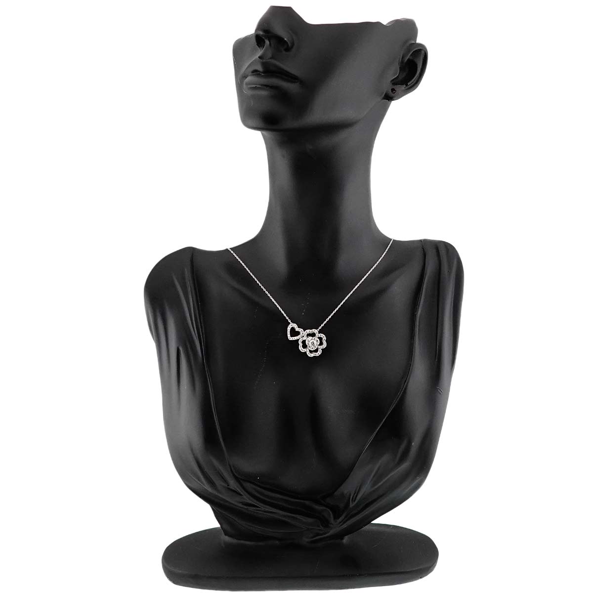 Flower Heart Diamond 0.70ct/0.30ct Necklace 18K WG 750