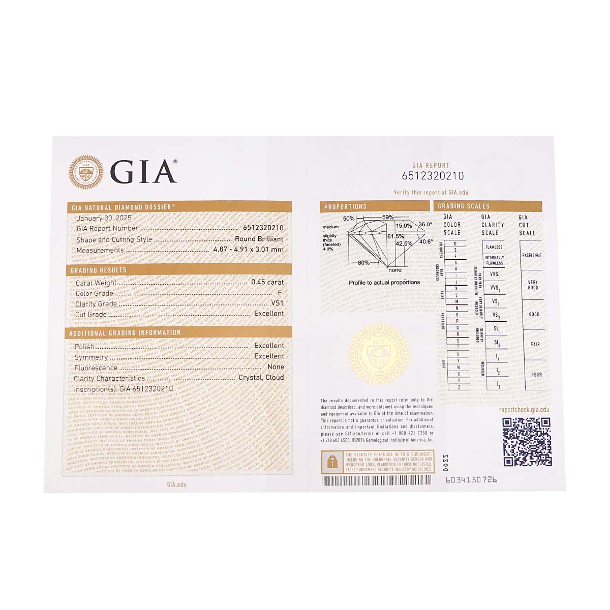 Icon Diamond 0.45ct F/VS1/3EX Ring 18K WG 750 Size:4(US)