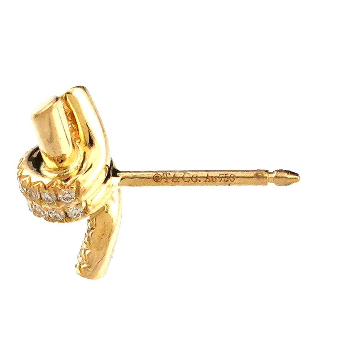 Knot Diamond Earrings Pierced 18K Yellow Gold 750