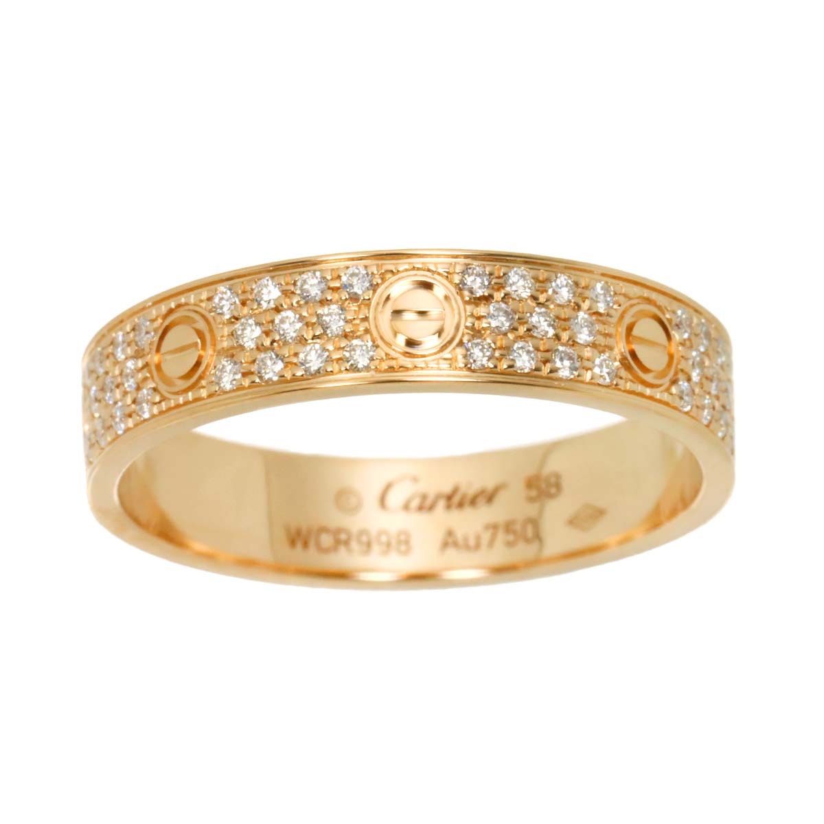 Love Ring SM Full Pave Diamond 18K PG 750 size58 8.25(US)