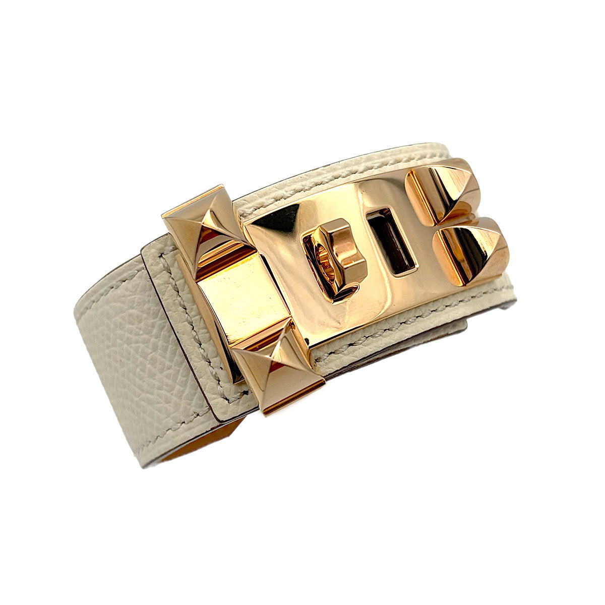 Collier De Chien Bangle Veau Epsom Nata White Bracelet