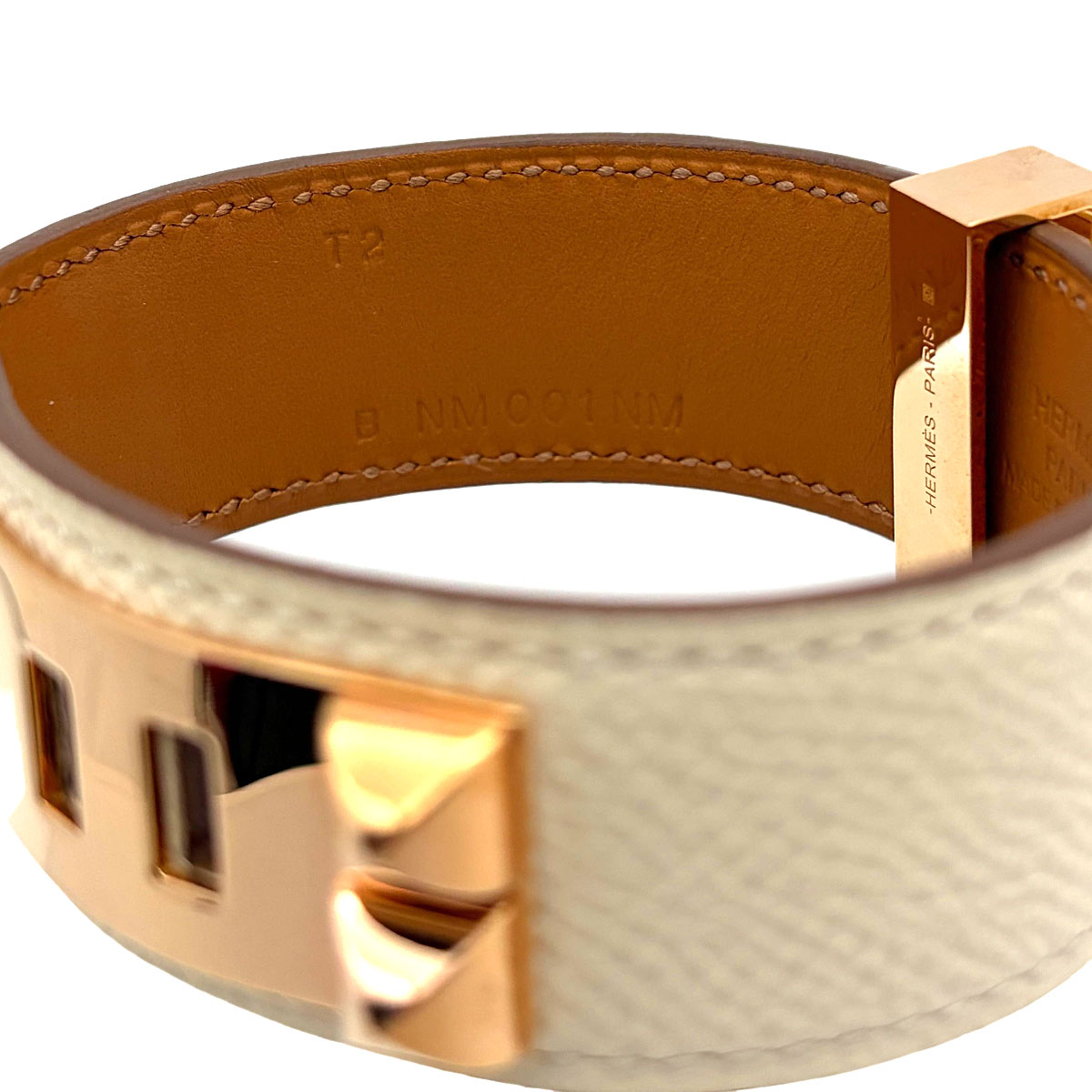 Collier De Chien Bangle Veau Epsom Nata White Bracelet