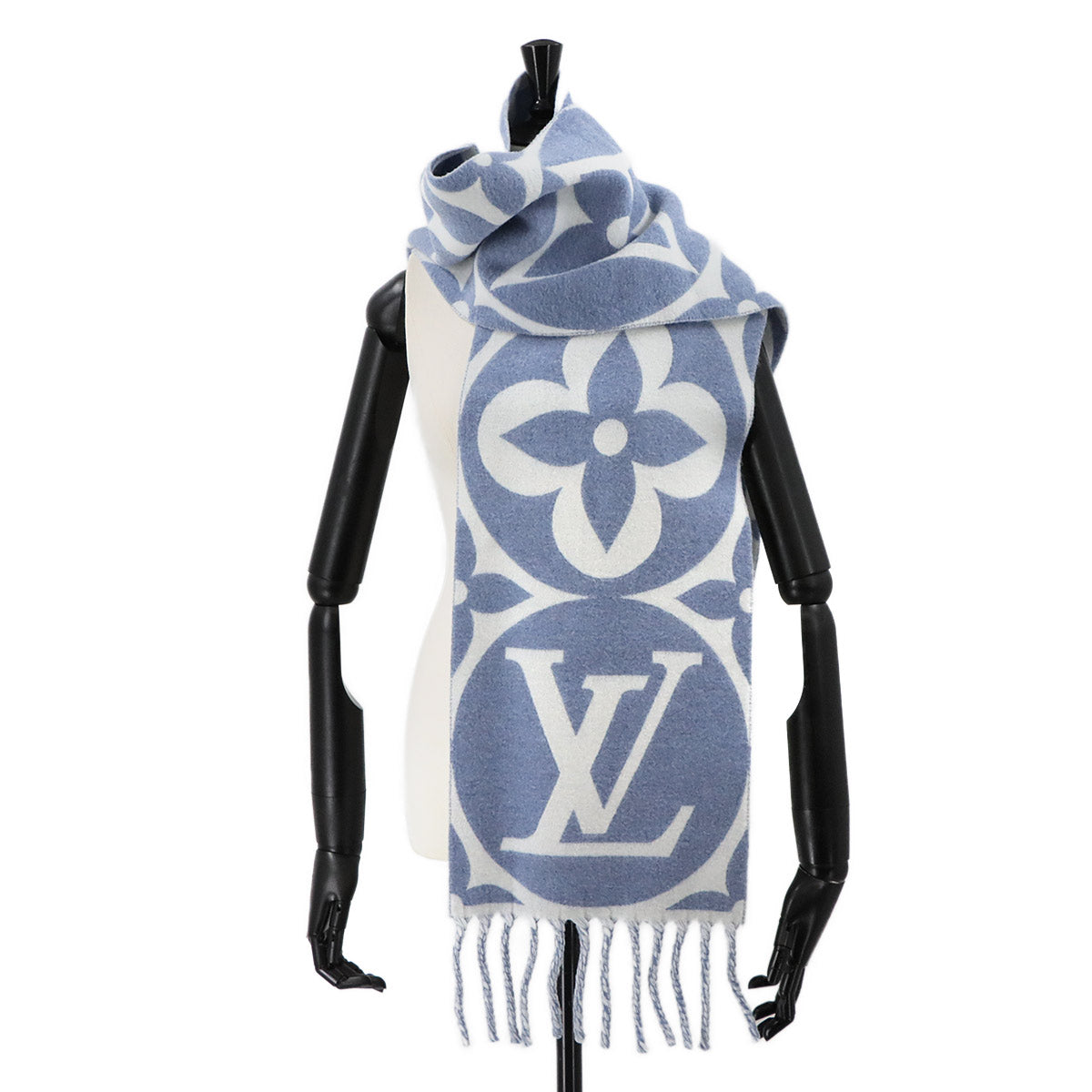 Flight Mode LV Medallion Scarf Wool Blue M79214