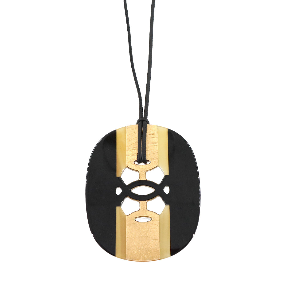 Lift GM Pendant Buffalo Horn Black Beige Gold Necklace