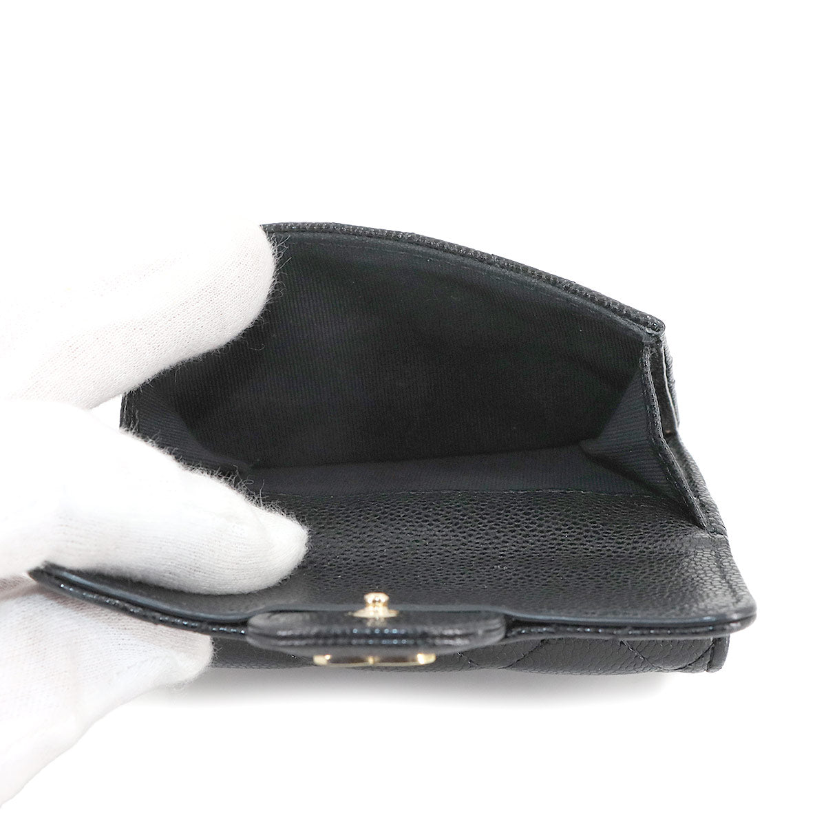 Matelasse Compact Wallet Leather Black AP0230 Purse