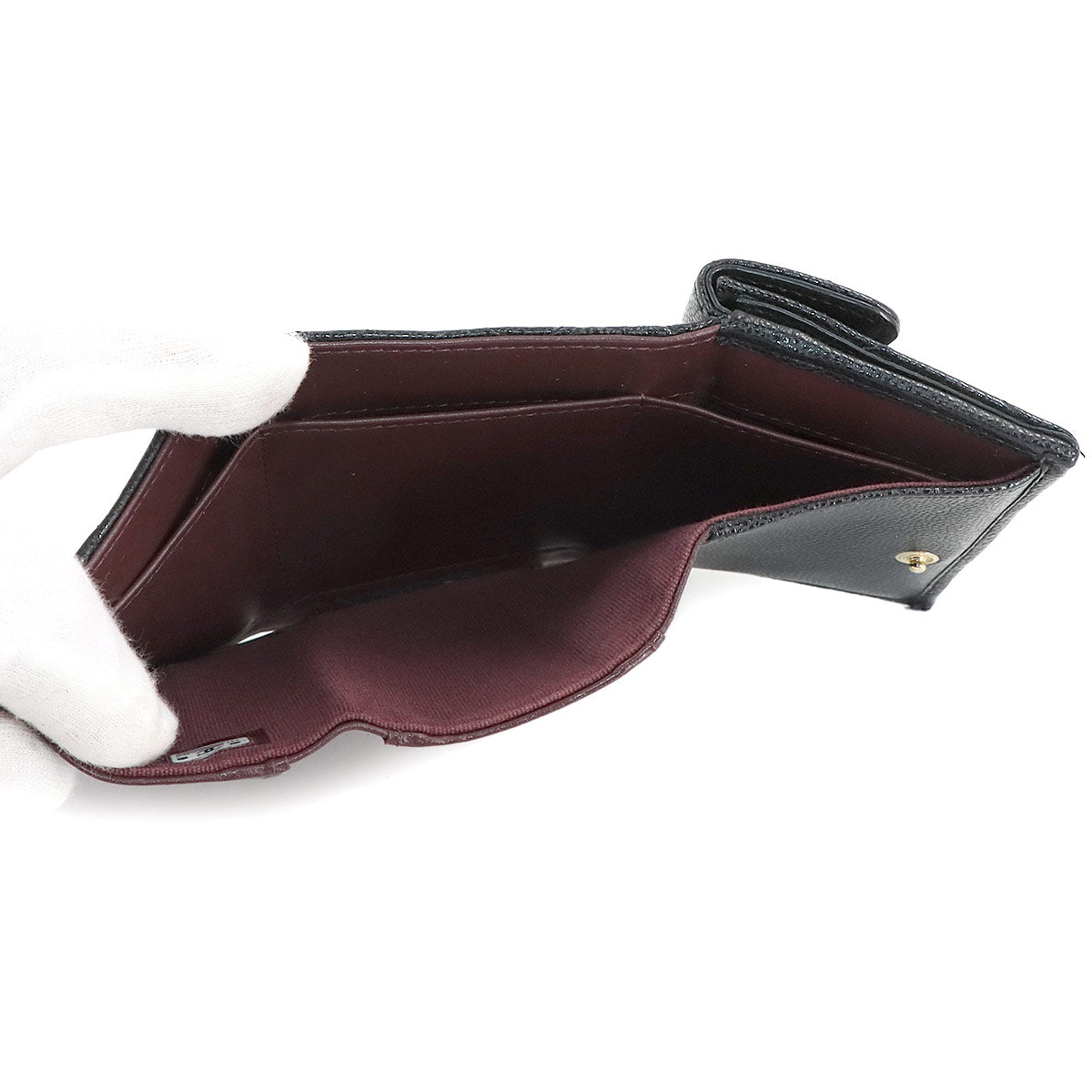 Matelasse Compact Wallet Leather Black AP0230 Purse