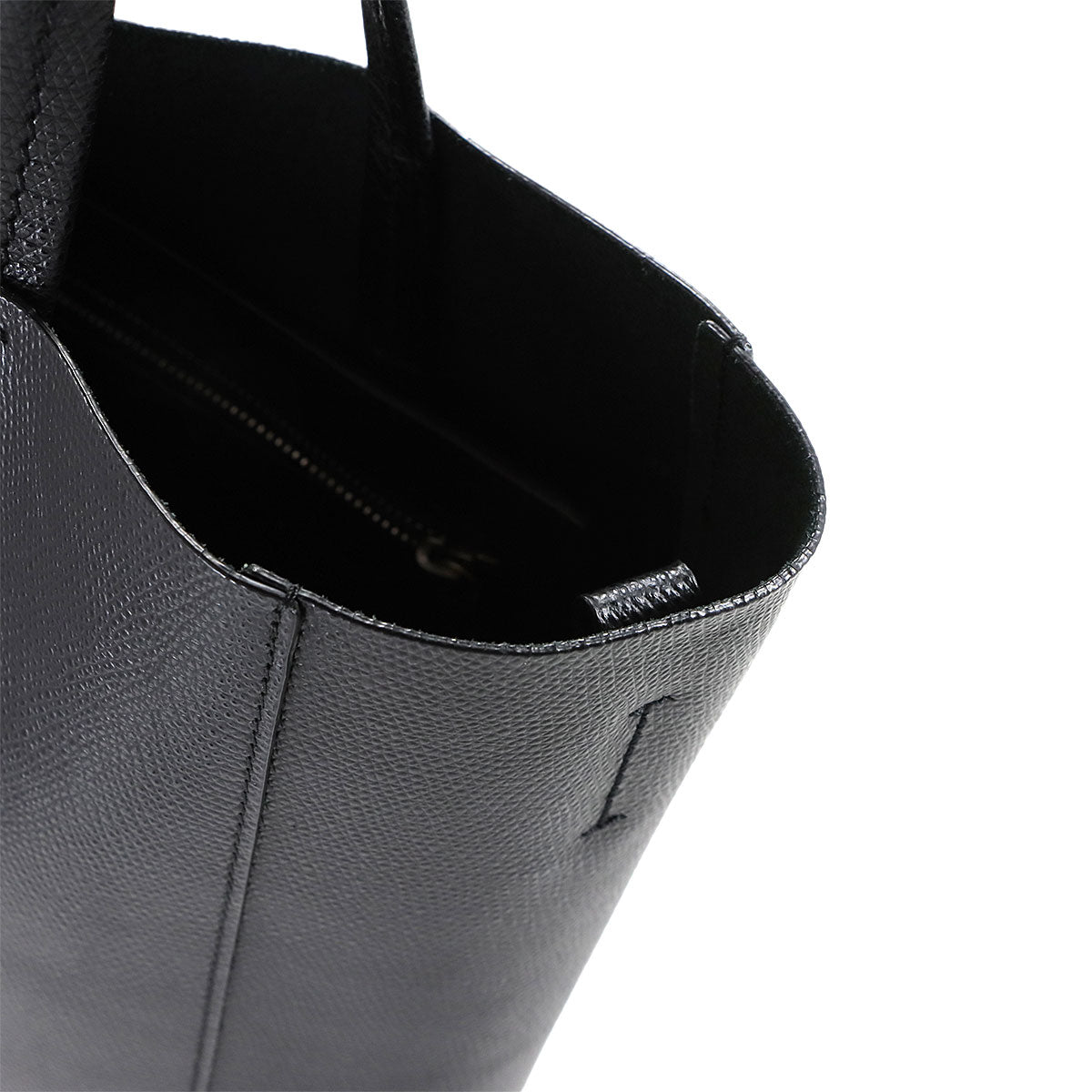 Small Vertical Cabas 2way Tote Shoulder Bag Leather Black