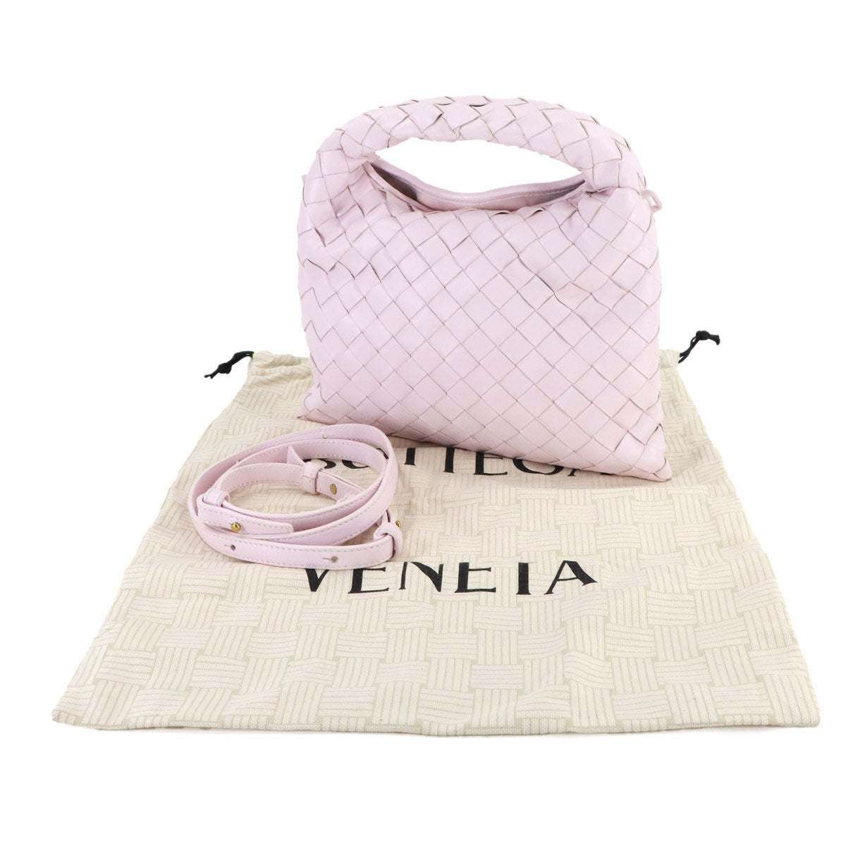 Intrecciato Mini Hop Hand Shoulder Bag Leather Pink
