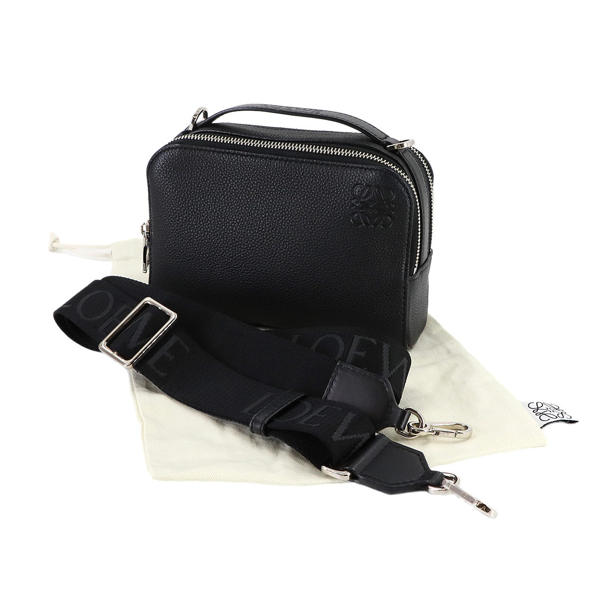 Mini crossbody camera Bag Hand Shoulder Bag Leather Black Anagram
