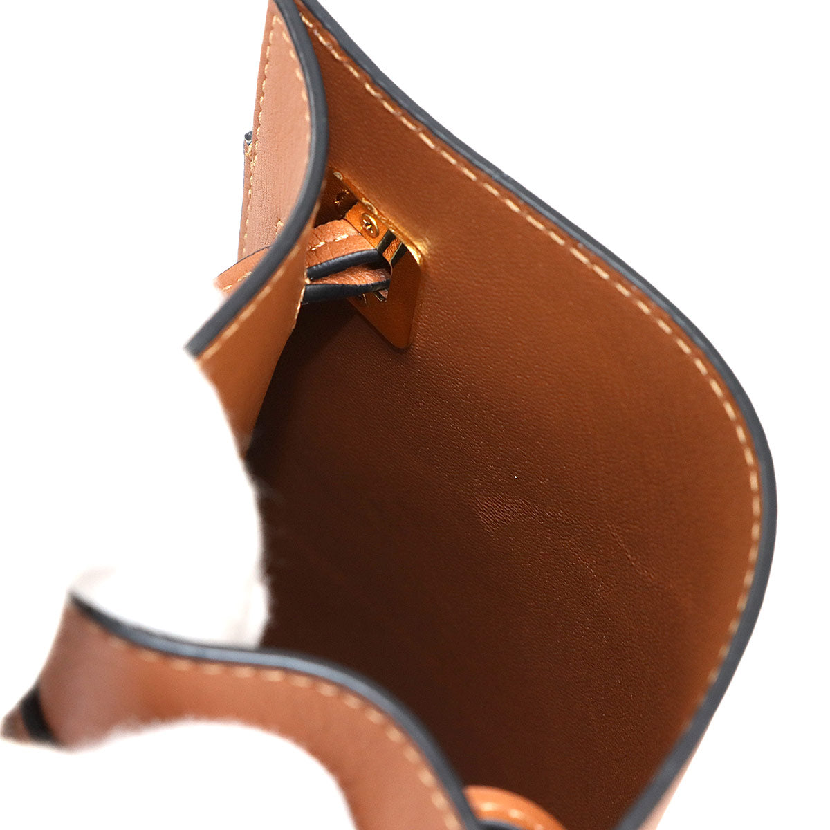 Dice pocket Shoulder Bag Leather Tan Brown C630R12X01