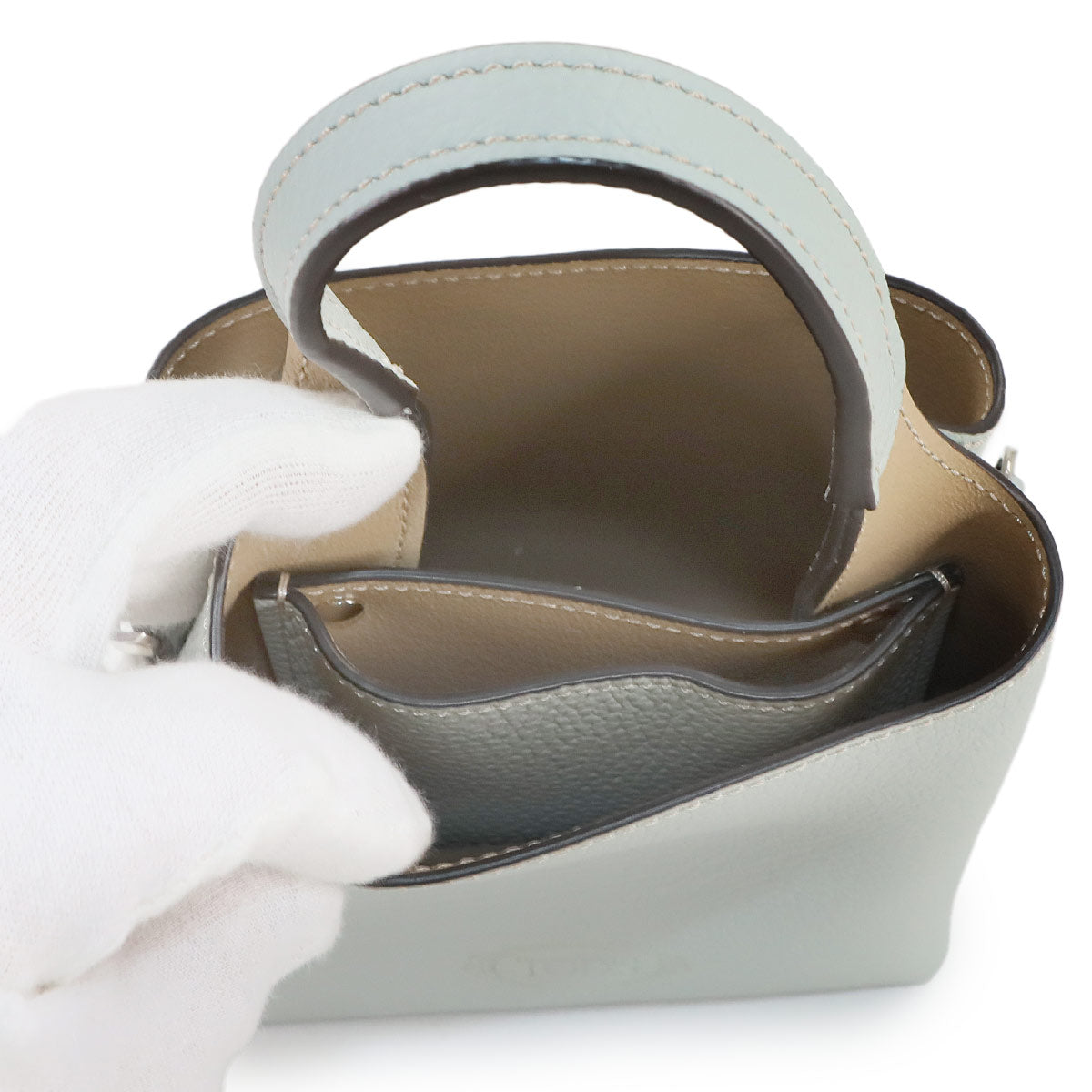 Timeless Micro 2way Hand Shoulder Bag Leather Blue gray