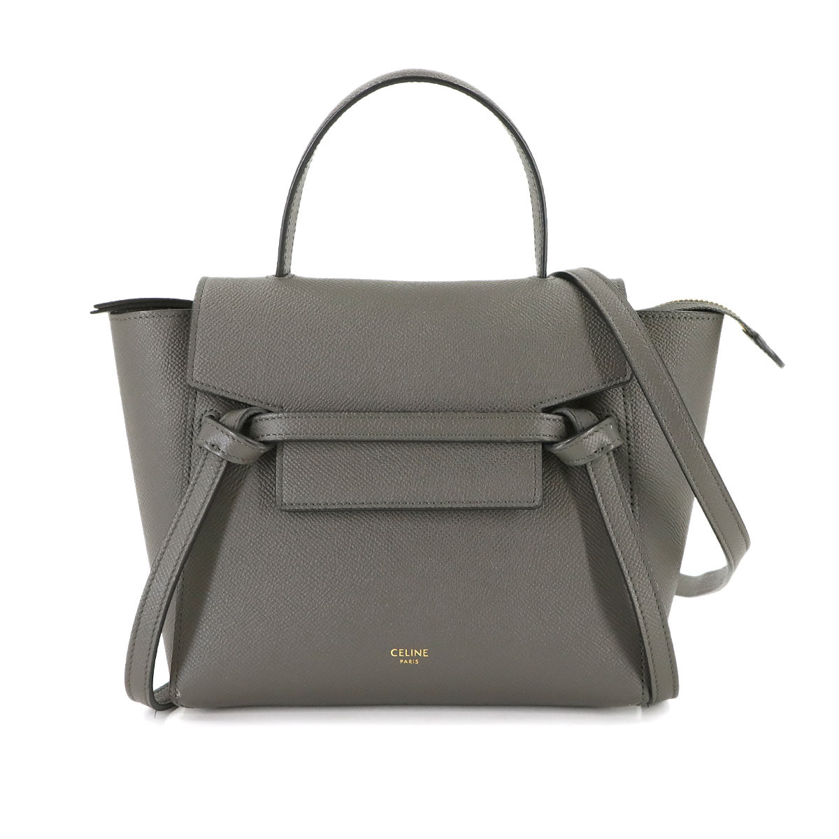 Belt Bag Nano 2way Hand Shoulder Bag Leather Gray 189003