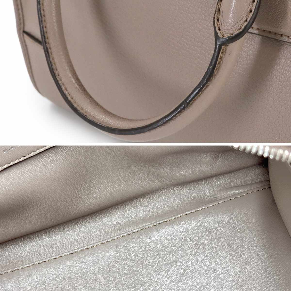 Amazona 28 Hand Bag Leather Beige Anagram Purse