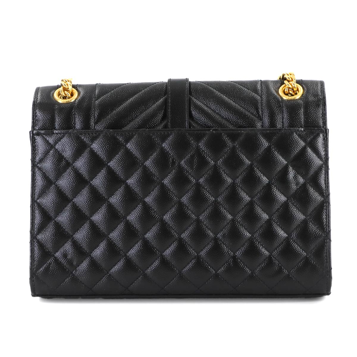 Envelope Medium Chain Shoulder Bag Leather Black 600185