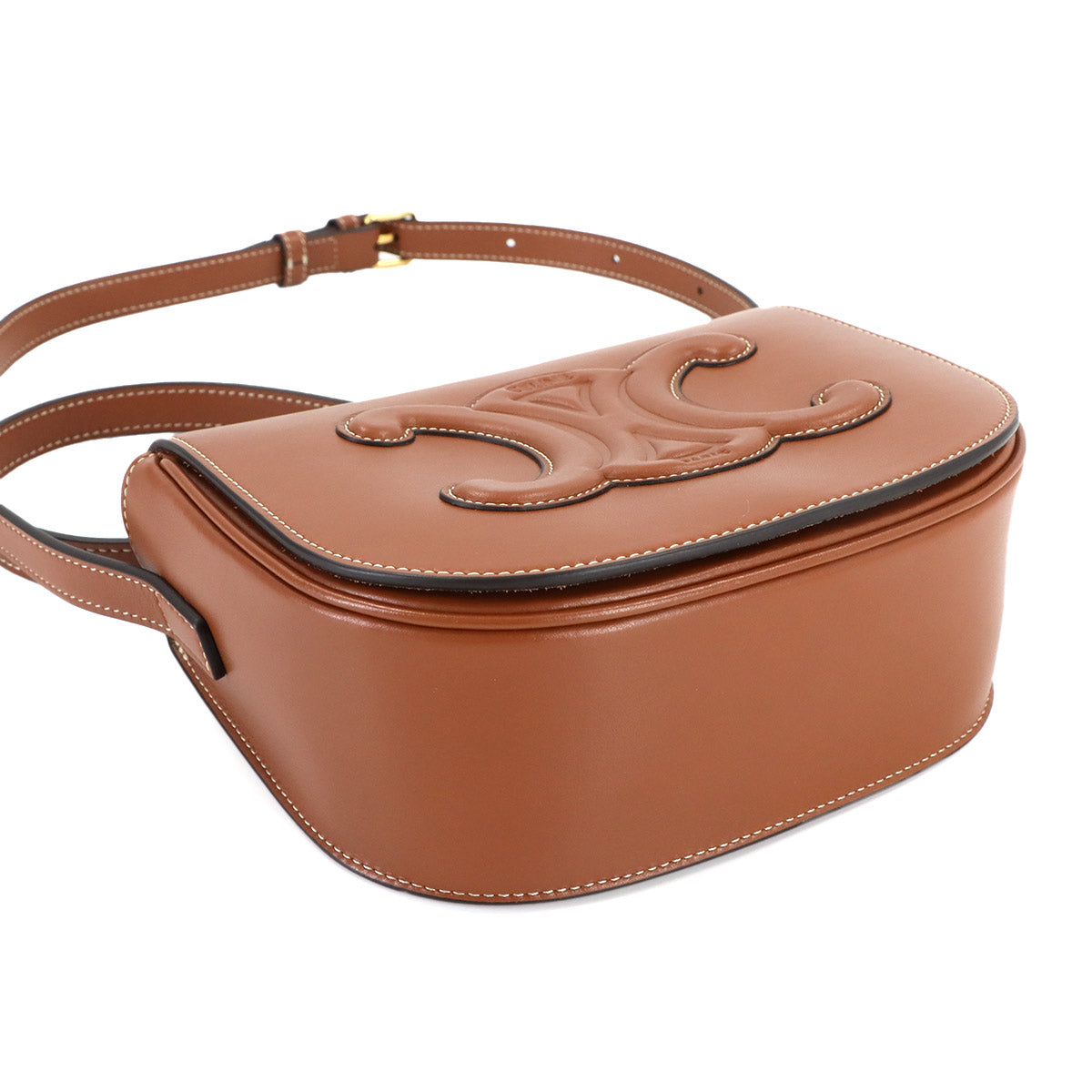 Folco Cuir Triomphe Bag Shoulder Leather Tan 198263DU3 Purse