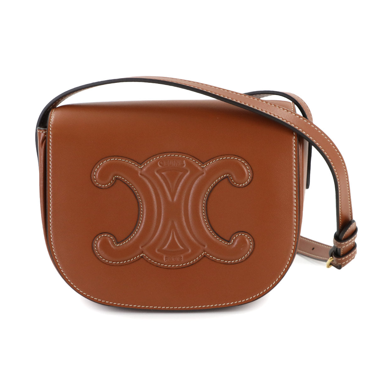 Folco Cuir Triomphe Bag Shoulder Leather Tan 198263DU3 Purse