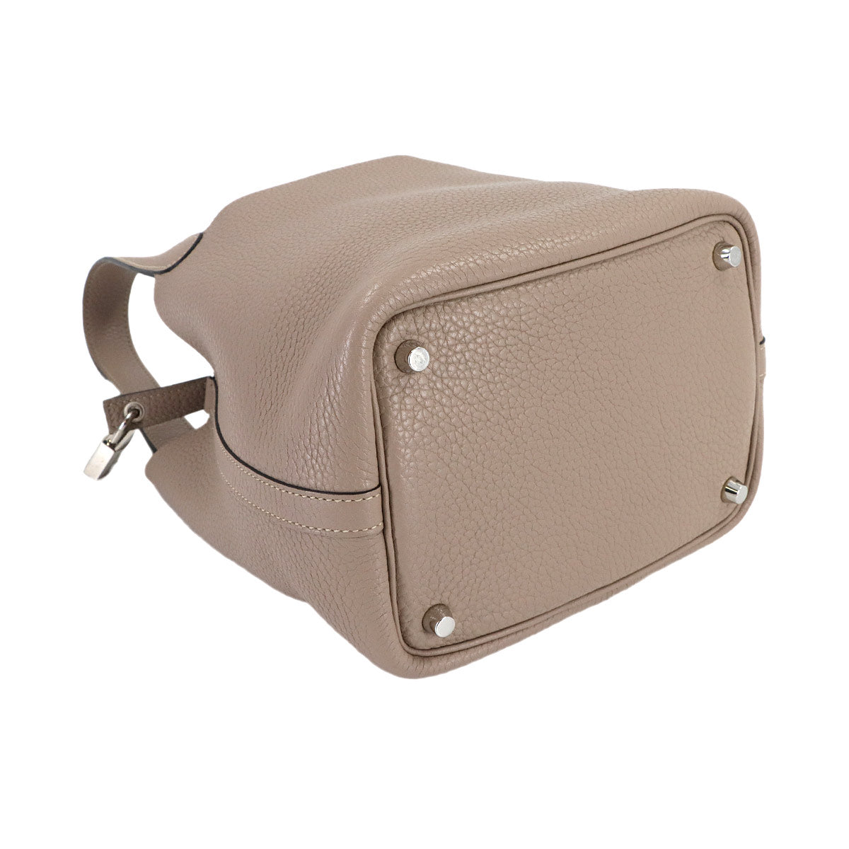 Picotin Lock PM Hand Bag Taurillon Clemence Gris tourterelle