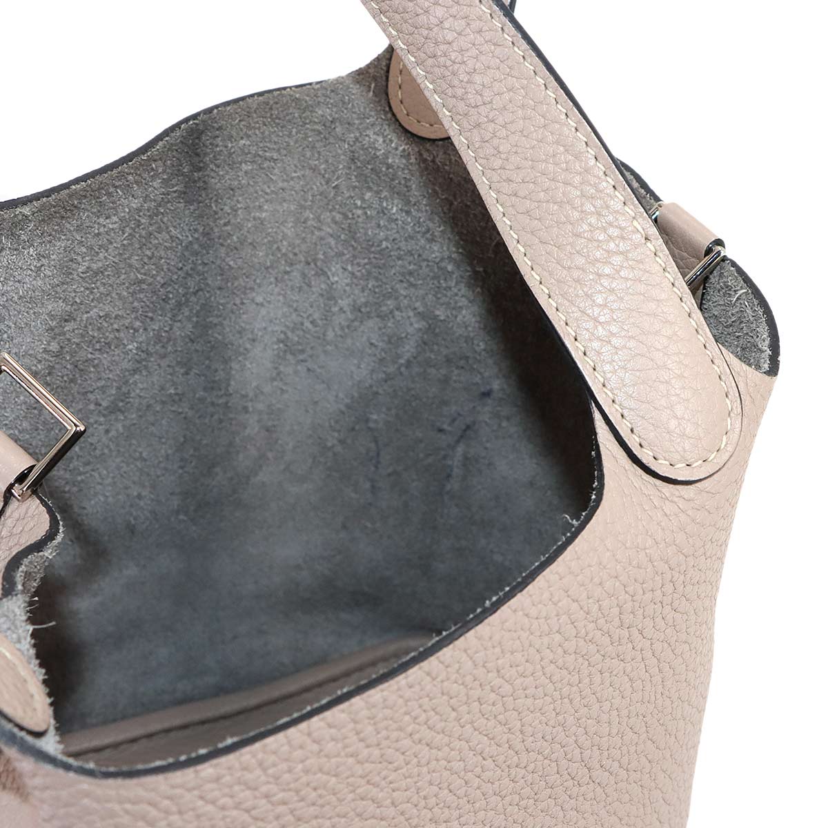 Picotin Lock PM Hand Bag Taurillon Clemence Gris tourterelle