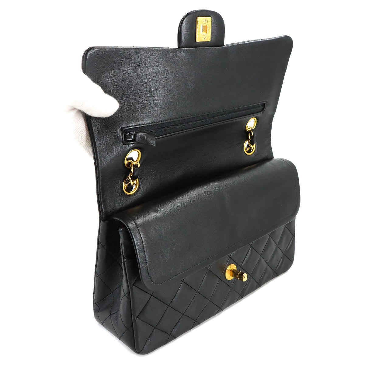 Matelasse 25 Chain Shoulder Bag Leather Black A01112 11.12