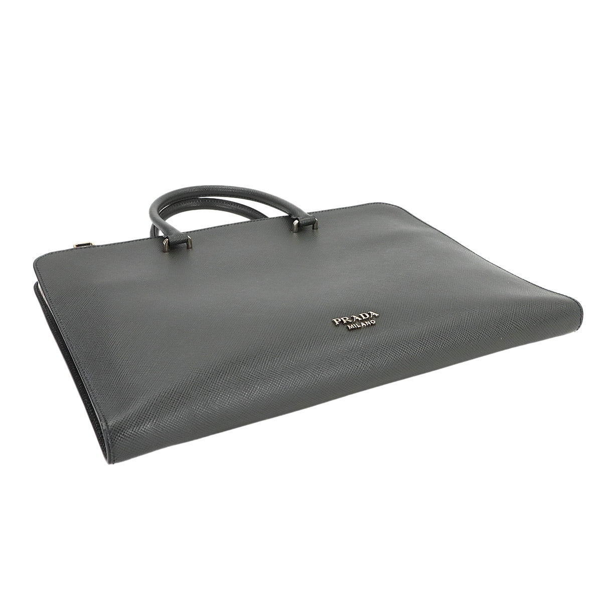 Briefcase Shoulder Bag Saffiano Leather Gray 2VN006