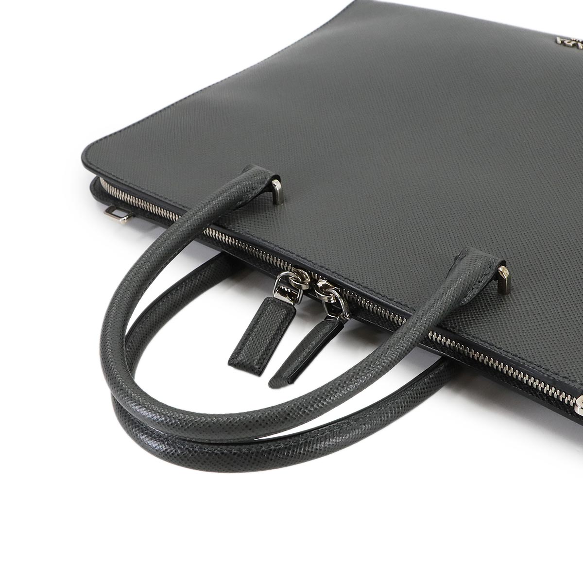 Briefcase Shoulder Bag Saffiano Leather Gray 2VN006