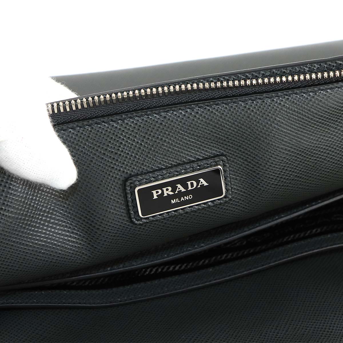 Briefcase Shoulder Bag Saffiano Leather Gray 2VN006