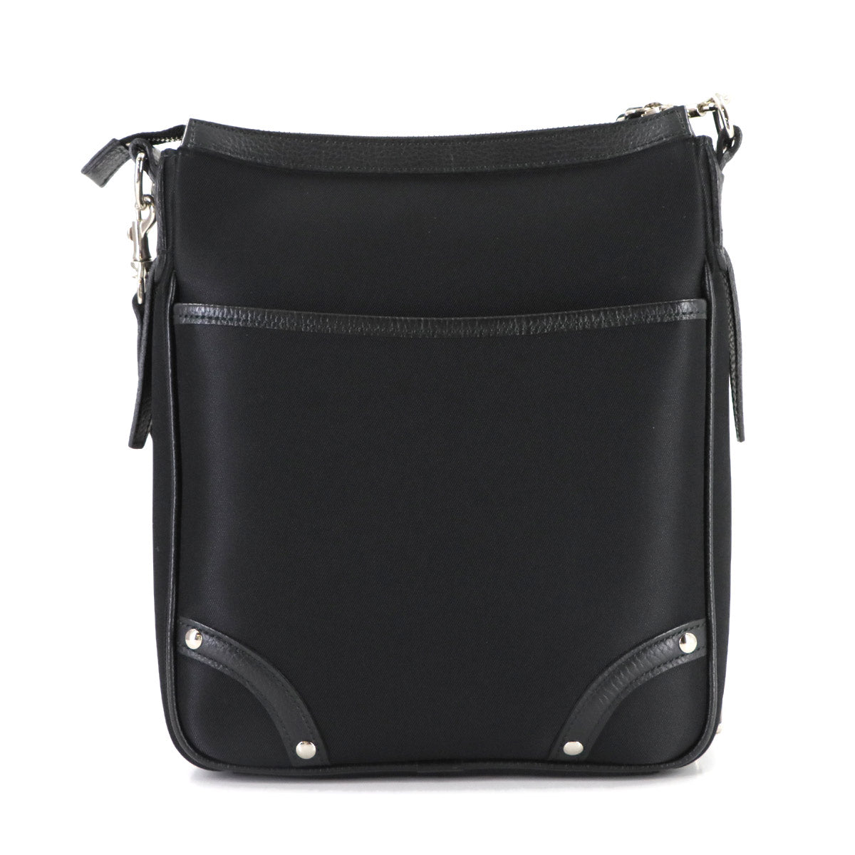 Plaid Shoulder Bag Nylon Leather Black Beige Purse