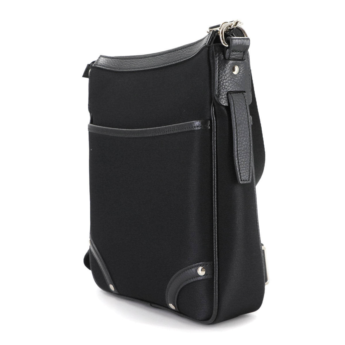 Plaid Shoulder Bag Nylon Leather Black Beige Purse