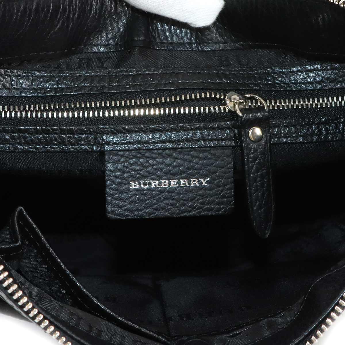 Plaid Shoulder Bag Nylon Leather Black Beige Purse