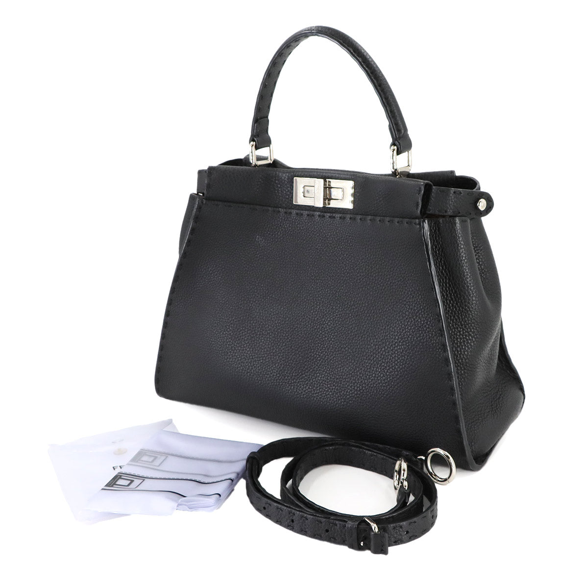 Selleria Peekaboo Hand Shoulder Bag Leather Black 8BN226 Purse