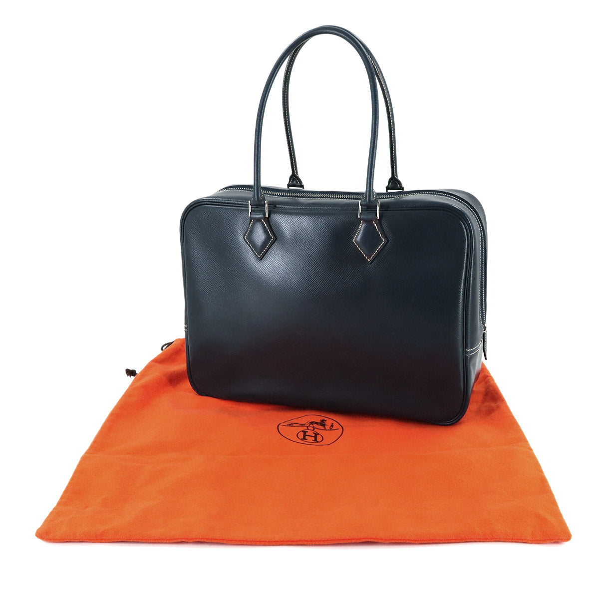 Plume 32 Hand Bag Lisse Leather Navy Purse