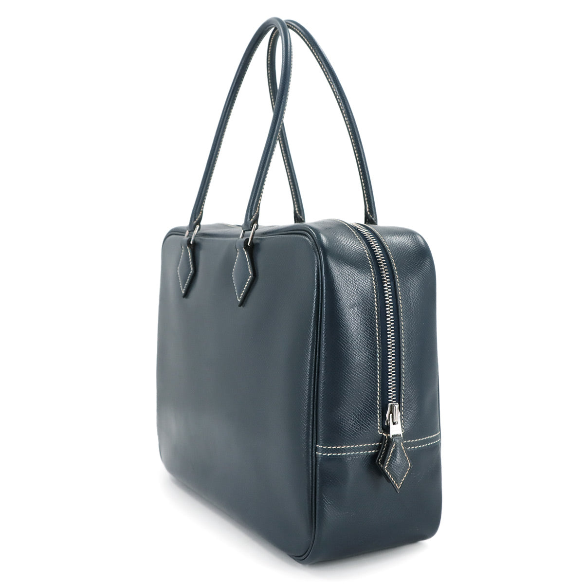 Plume 32 Hand Bag Lisse Leather Navy Purse