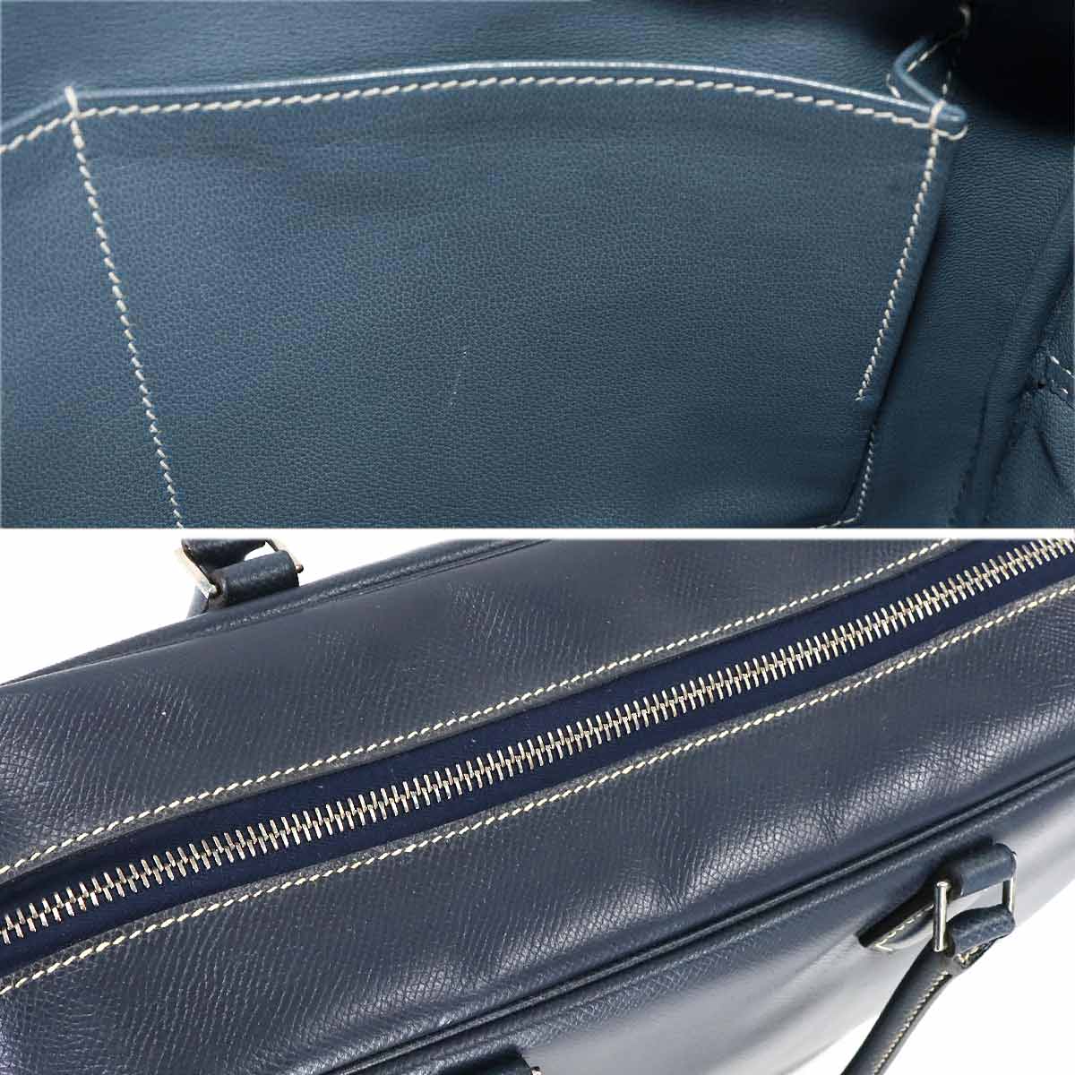 Plume 32 Hand Bag Lisse Leather Navy Purse