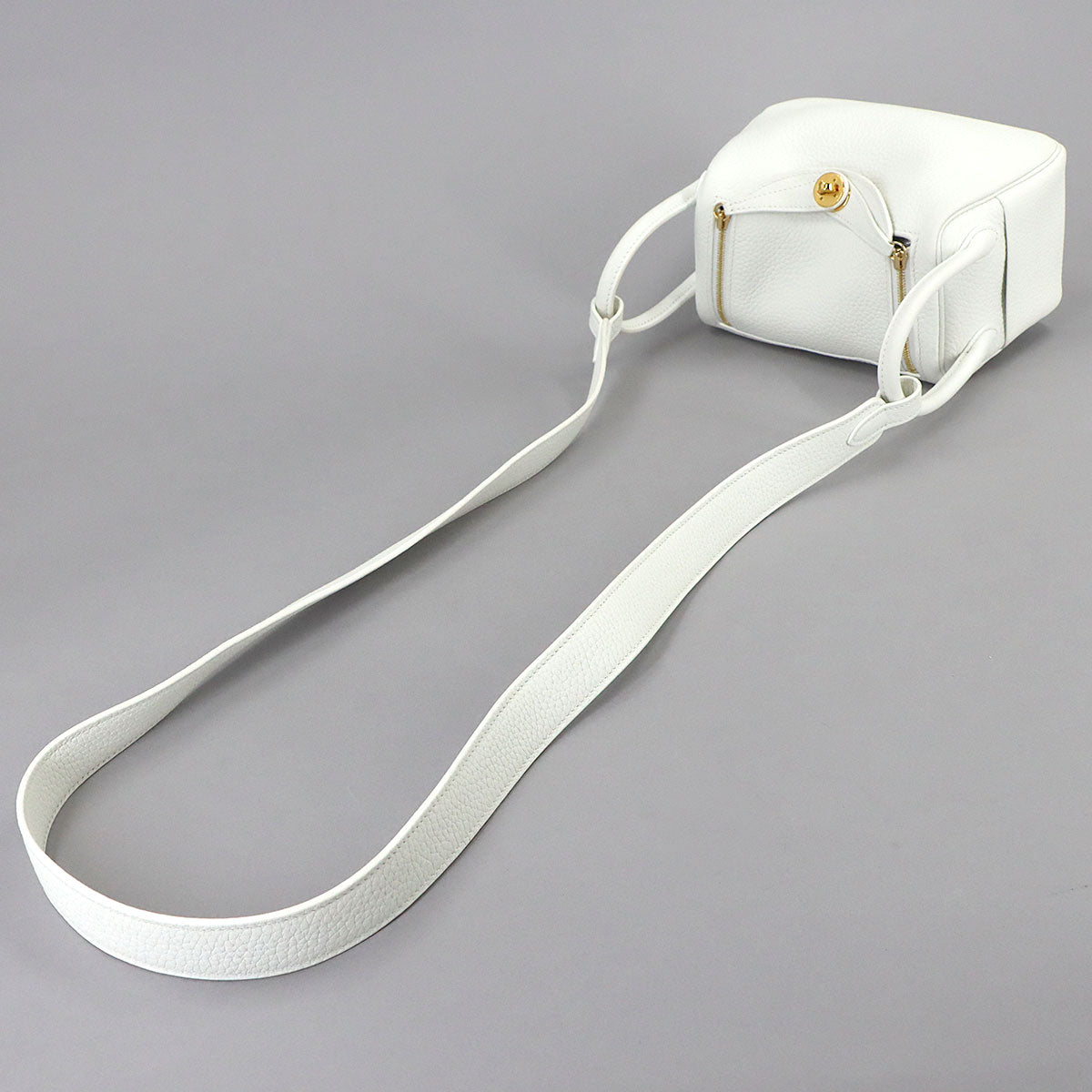 Lindy Mini Hand Shoulder Bag Taurillon Clemence New White Purse