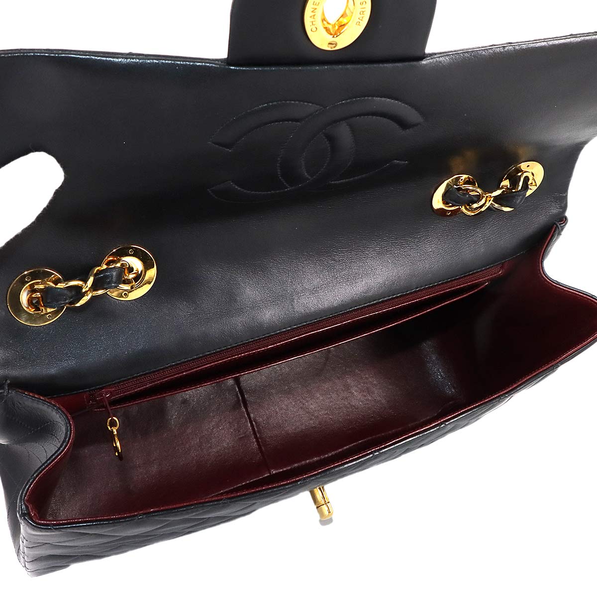 Matelasse 34 Chain Shoulder Bag Leather Black A01094 Vintage