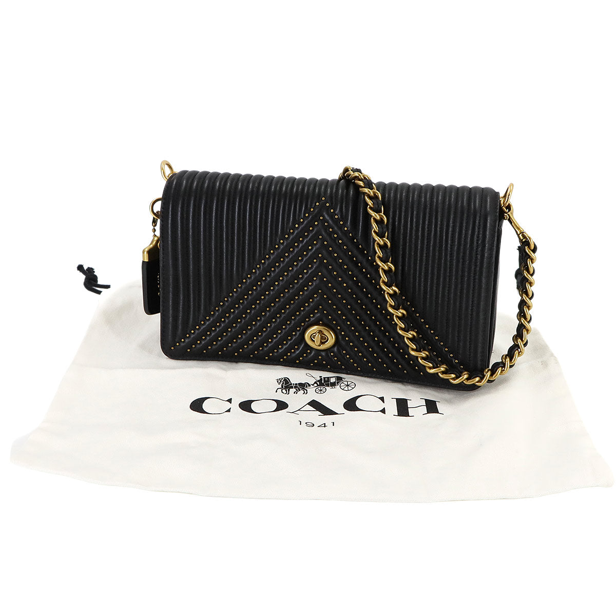 Dinky Chain Shoulder Bag Leather Black