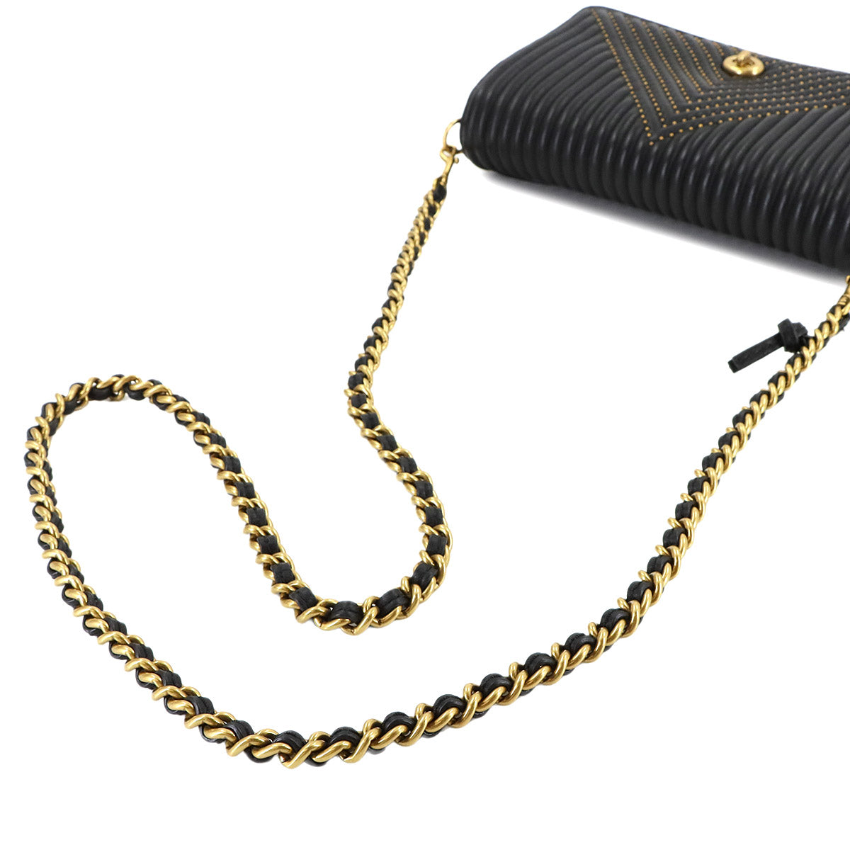 Dinky Chain Shoulder Bag Leather Black