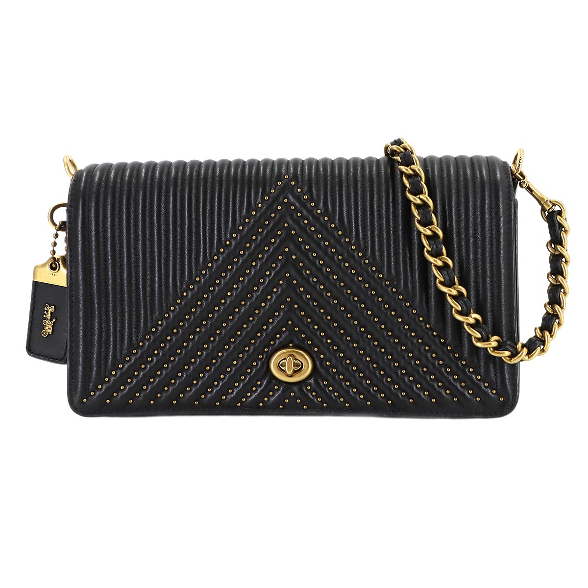Dinky Chain Shoulder Bag Leather Black