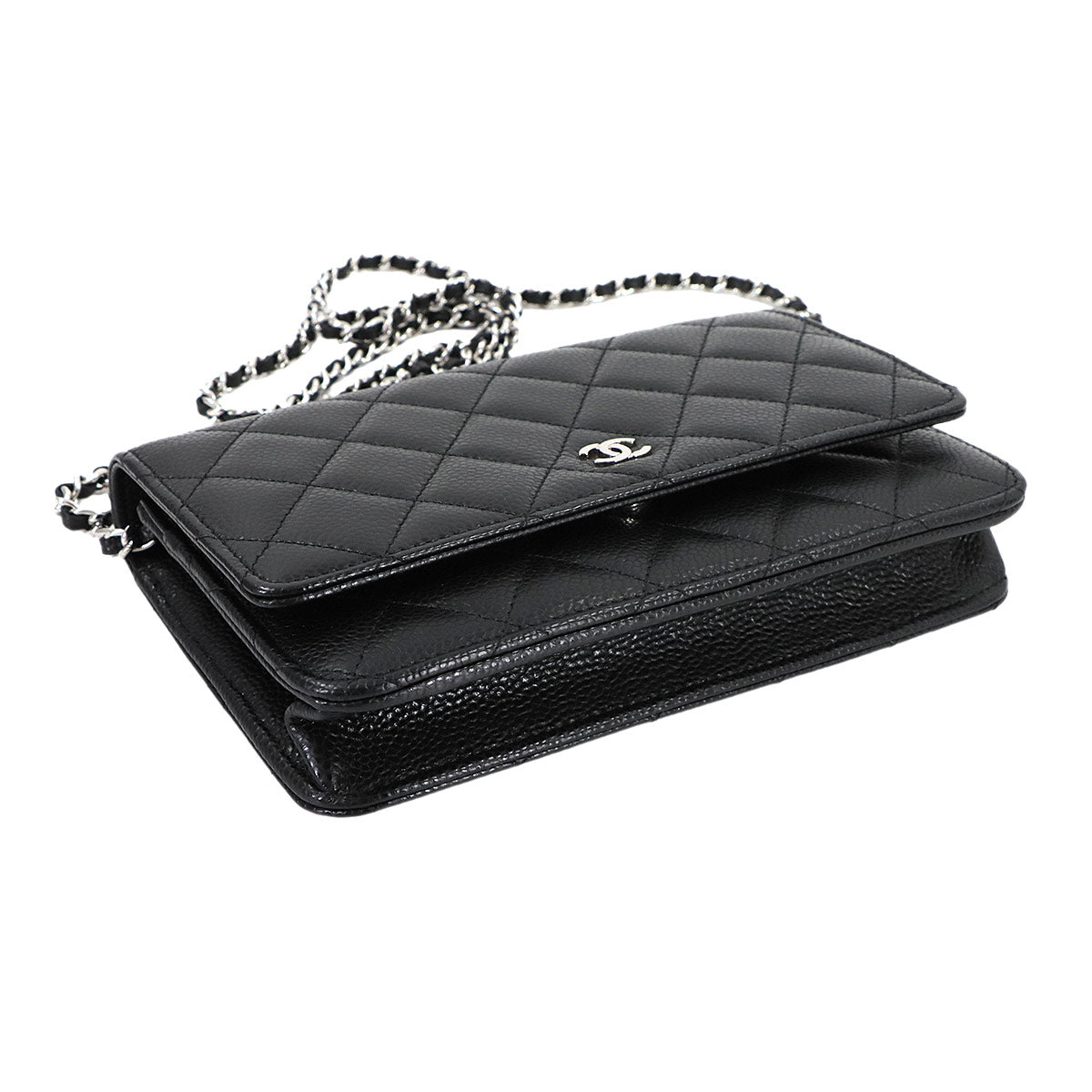 Matelasse Classic Chain Wallet Leather Black AP0250