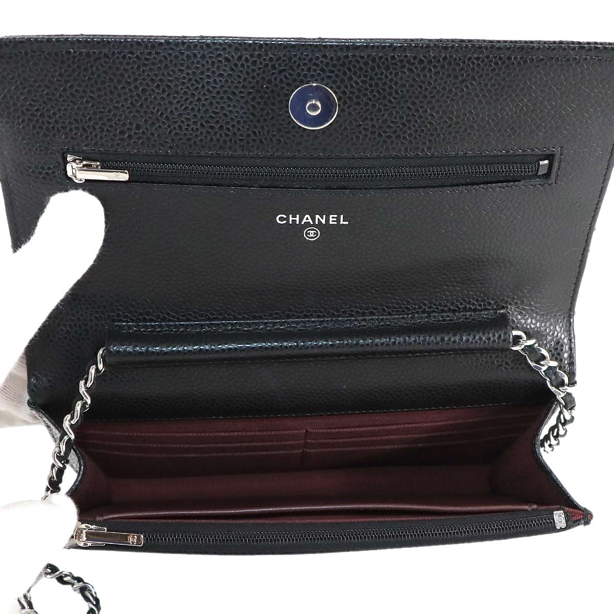 Matelasse Classic Chain Wallet Leather Black AP0250