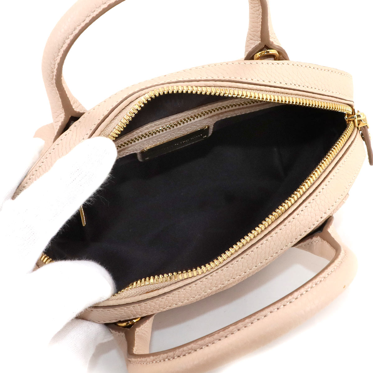 Fiamma Hand Shoulder Bag Leather Beige Purse