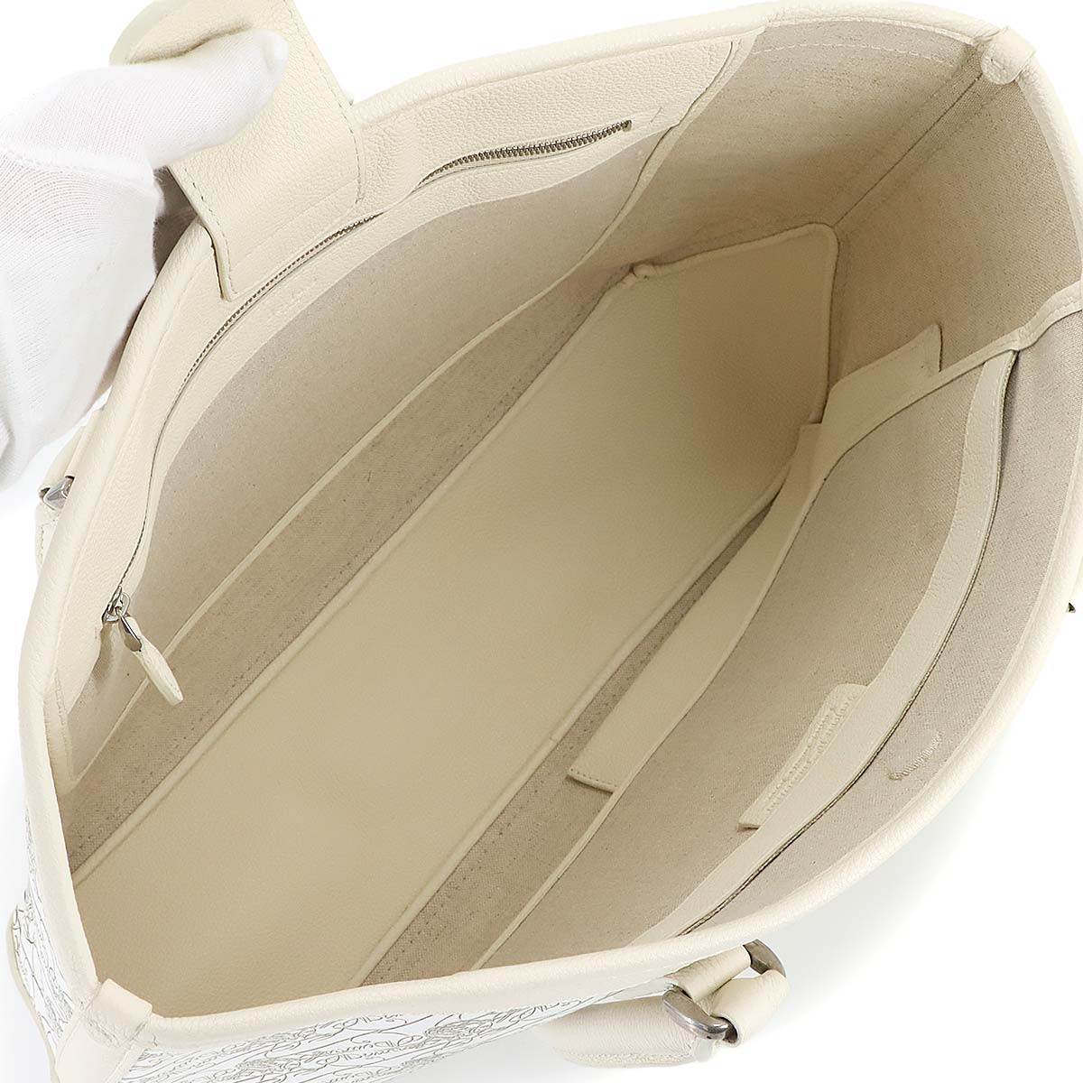 Toujours Tote Bag Toile Marbeuf Canvas Leather White