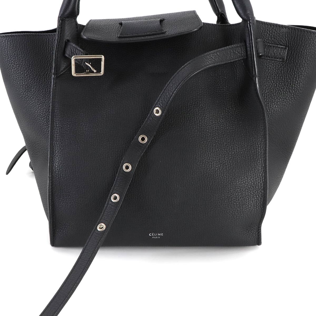 Big Bag Small With Longstrap Hand Shoulder Bag Leather Black
