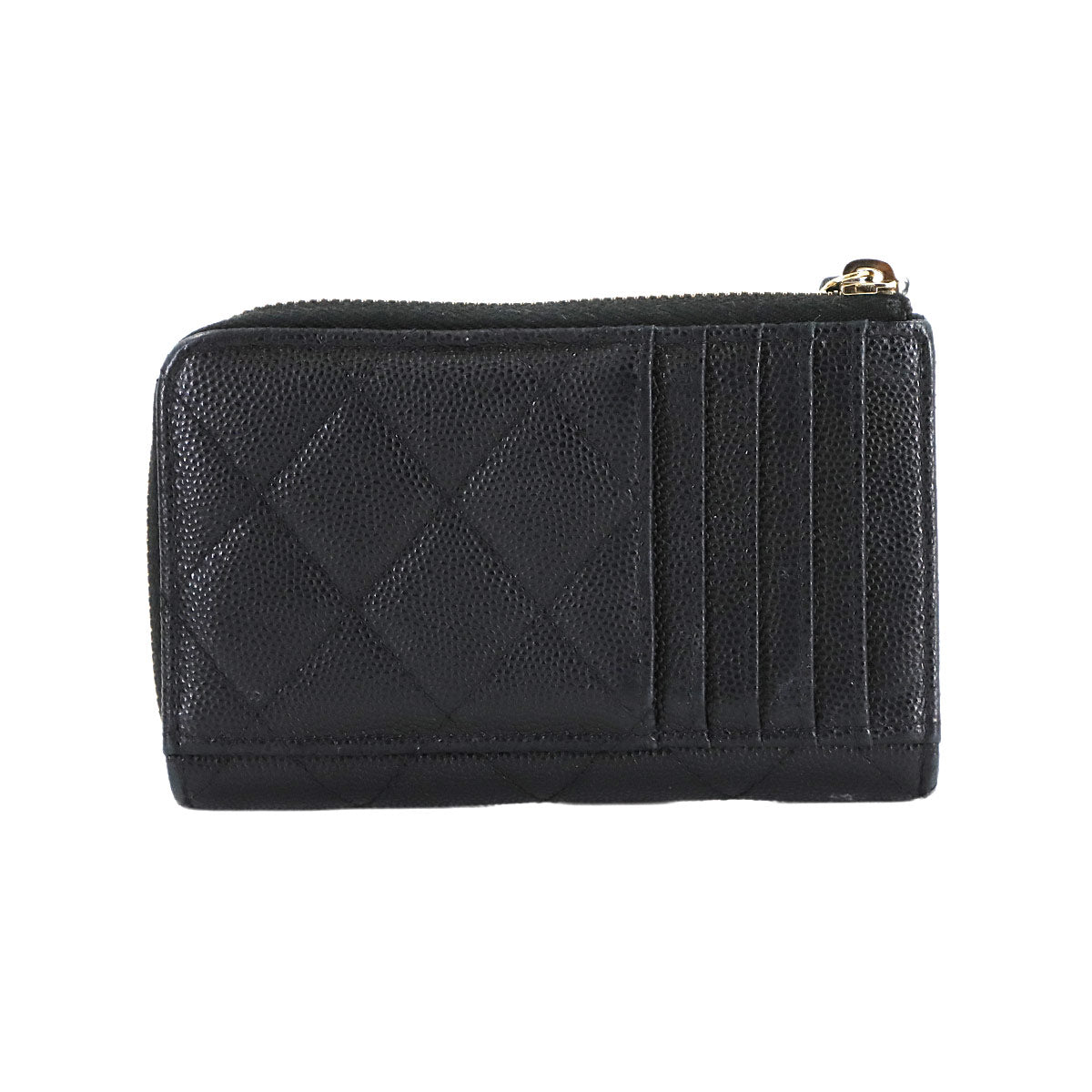 Matelasse Coin Case Purse Wallet Leather Black