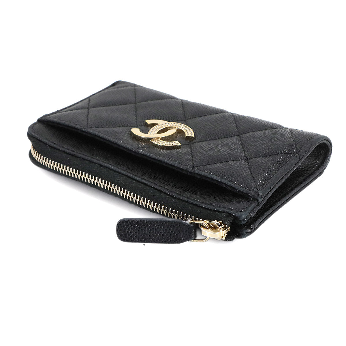Matelasse Coin Case Purse Wallet Leather Black